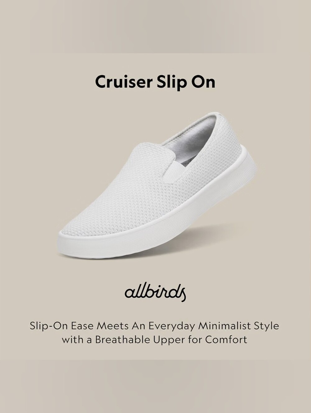 Allbirds Women's White Cruiser Slip On Comfortable Sneaker ShoeSize 11 NWOB